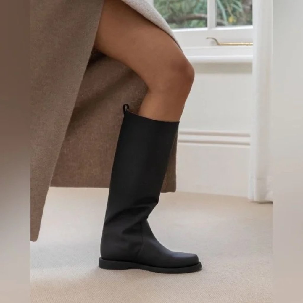 Dear Frances Otto Boot Black Leather Size 36 (Us 6)